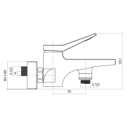 Смеситель для ванны и душа Cersanit CROMO, S951-011