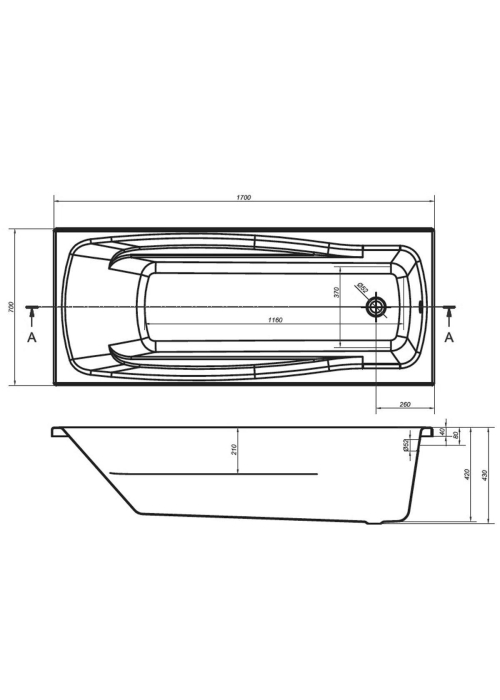 Ванна Cersanit LANA 170 x 70 прямоугольная S301-163