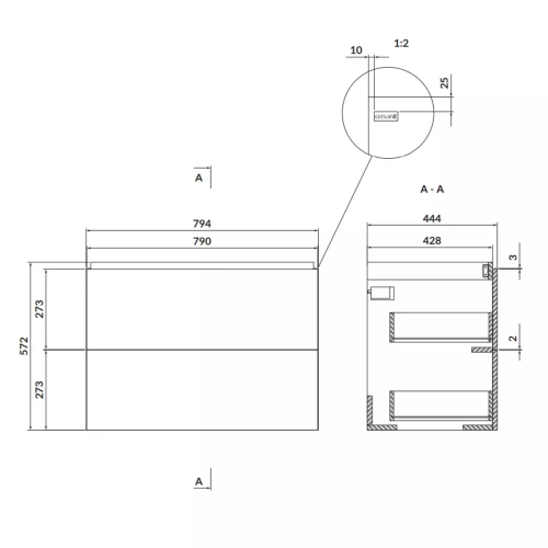 Шафка для раковини Cersanit LARGA 80x57 см, біла S932-070 + Раковина Cersanit LARGA 60см, меблева біла K120-009