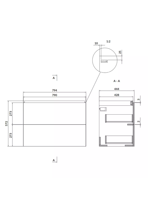 Шкафчик для раковины Cersanit LARGA 80x57 см, белая S932-073+Раковина Cersanit LARGA 80см, мебельная белая K120-010