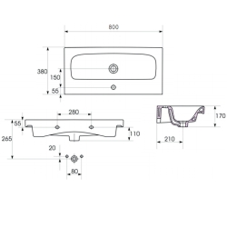 Умывальник мебельный Cersanit MODUO SLIM 80 (CCWF1007792074)