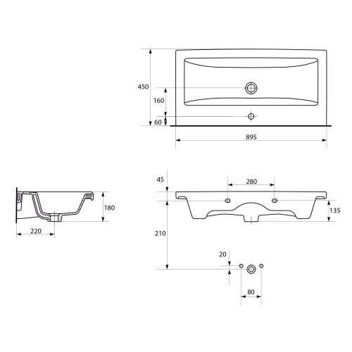 Мебельная раковина Cersanit COMO 90 CCWF1006793618