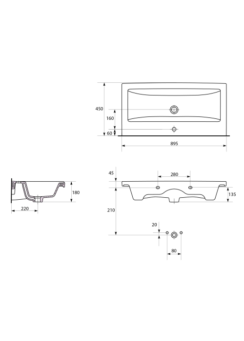 Мебельная раковина Cersanit COMO 90 CCWF1006793618