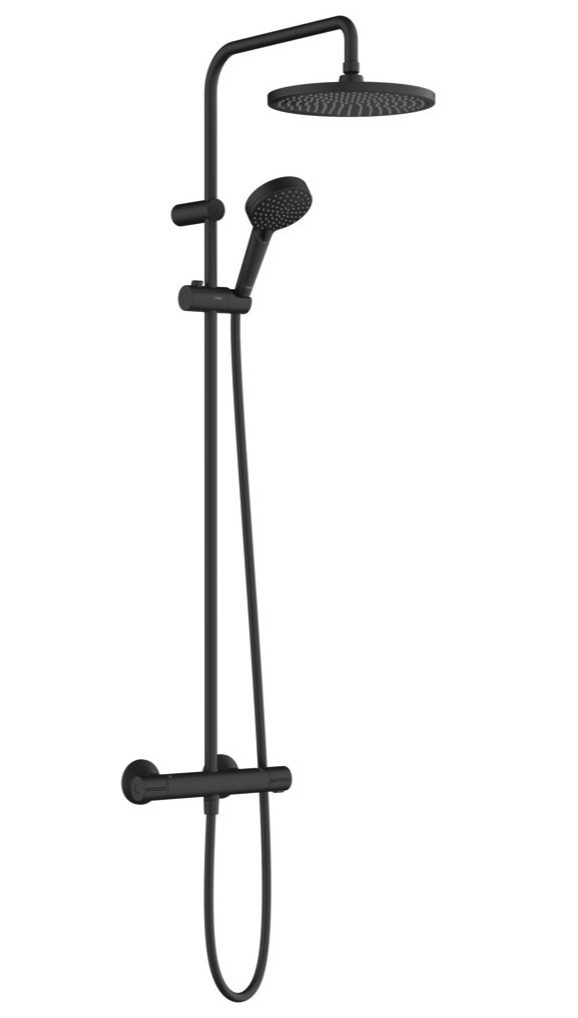 Душова система Hansgrohe Vernis Blend Showerpipe 240 1jet з термостатом 26426670 чорний матовий