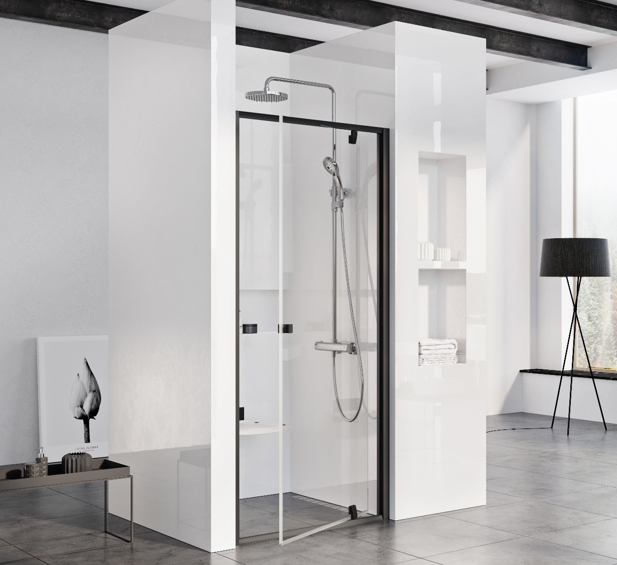 Душові двері Ravak PIVOT PDOP1-80, чорний + TRANSPARENT, 03G40300Z1