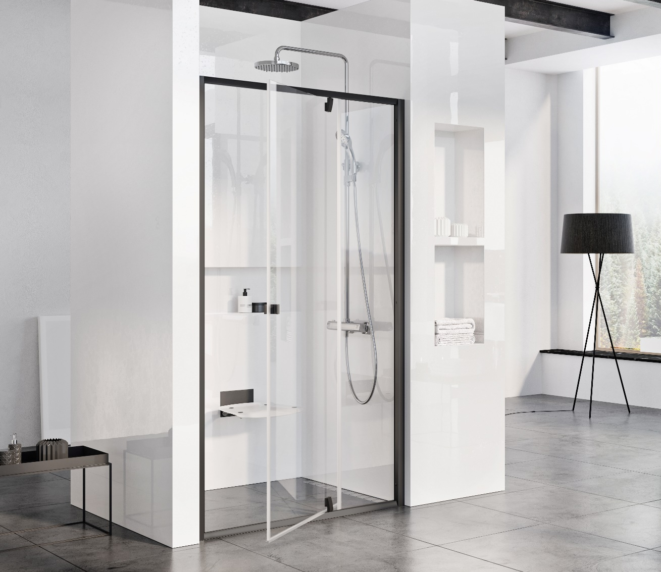 Душові двері Ravak PIVOT PDOP2 - 120 чорний + TRANSPARENT, 03GG0300Z1