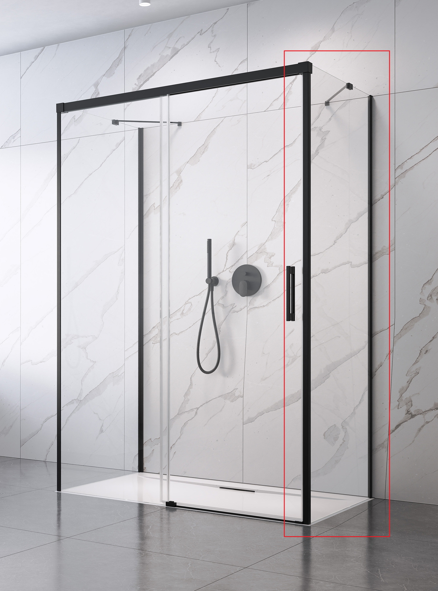 Бічна стінка RADAWAY Idea Black S1 700Rx2000 чорний/прозоре скло 387048-54-01R