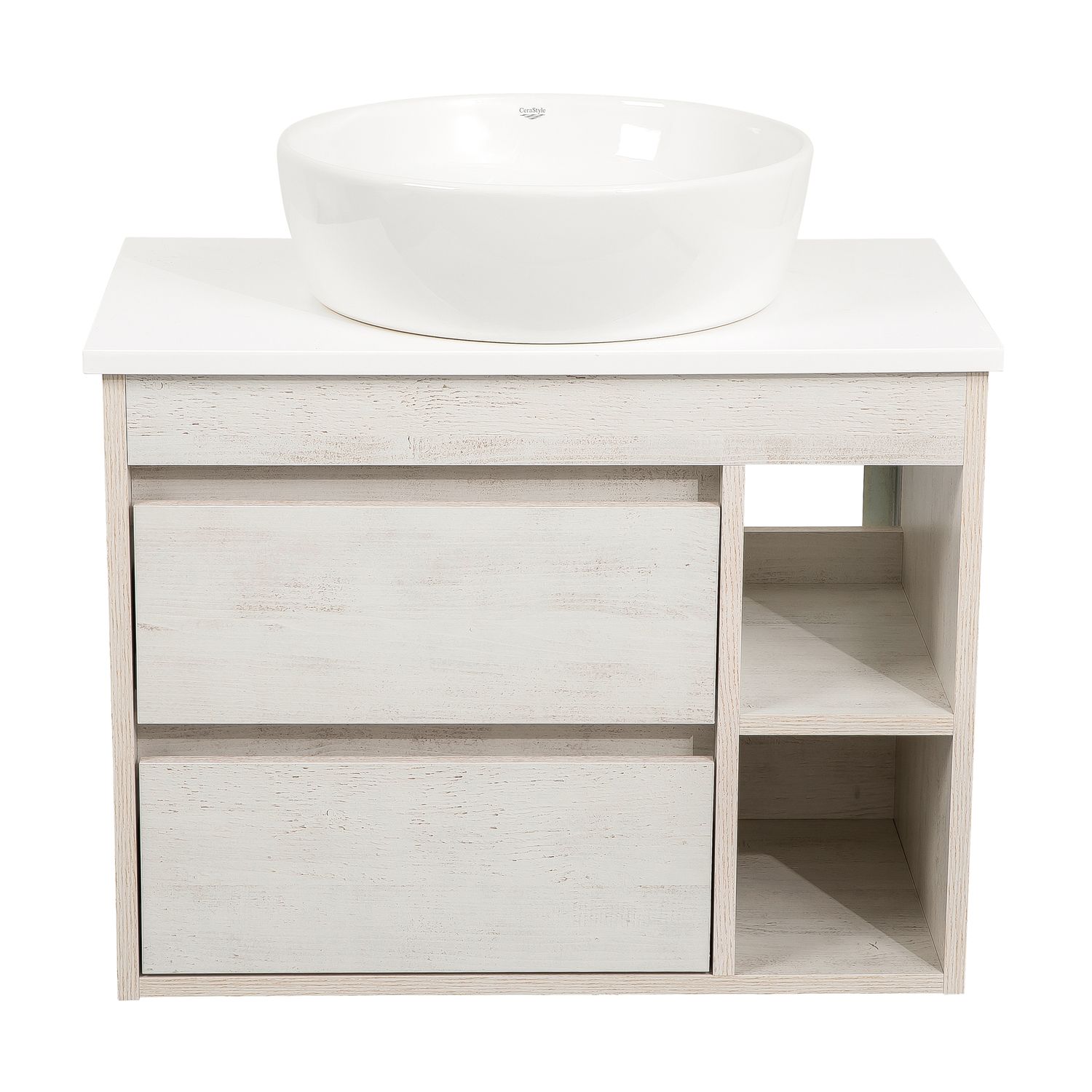 Тумба консольна AQUA RODOS "Shelf" (нордленд) 75 см зі стільн. Loft-Iron та ум. "Zero" 46 см АР000085174