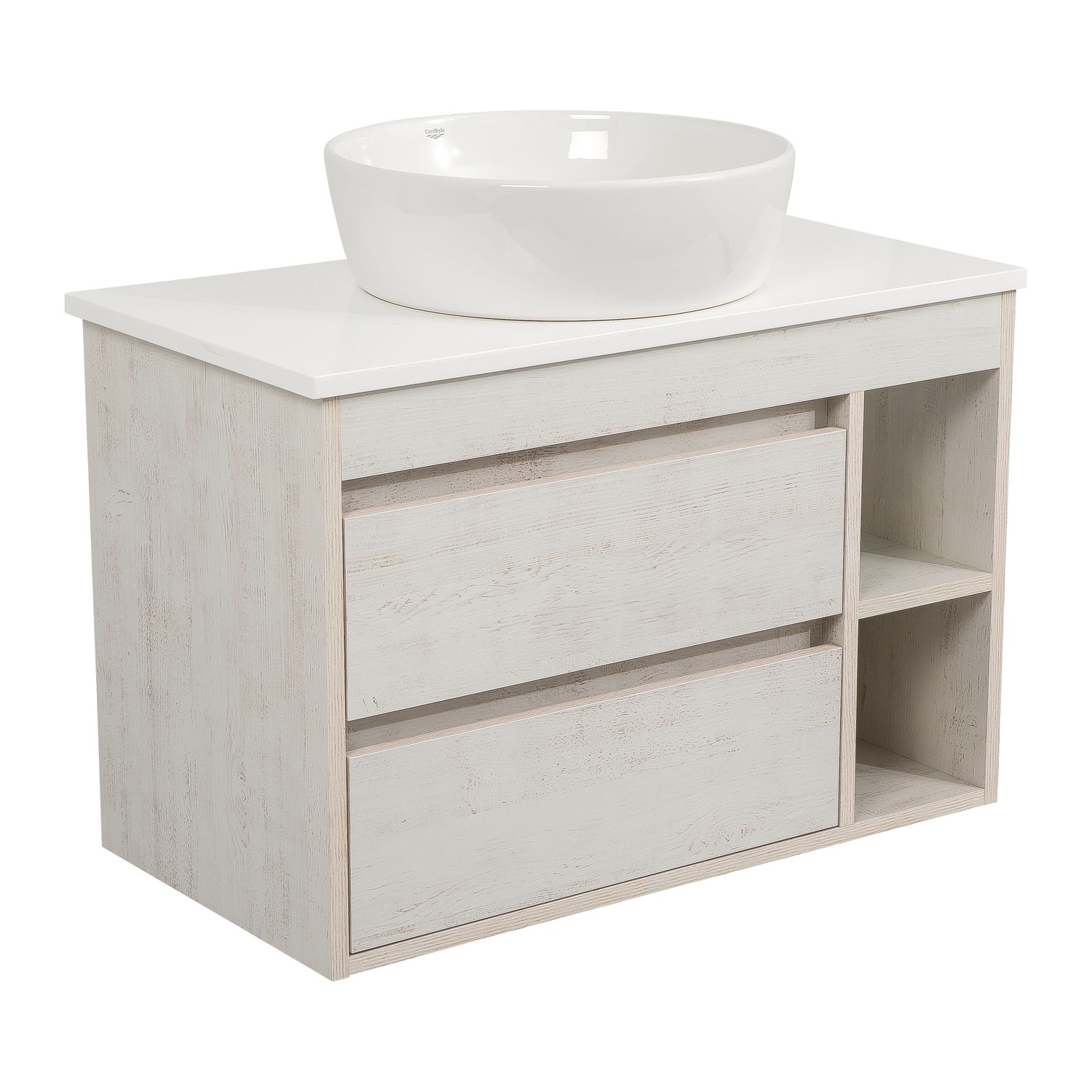 Тумба консольна AQUA RODOS "Shelf" (нордленд) 85 см зі стільн. Loft-Iron та ум. "Zero" 46 см АР000085175