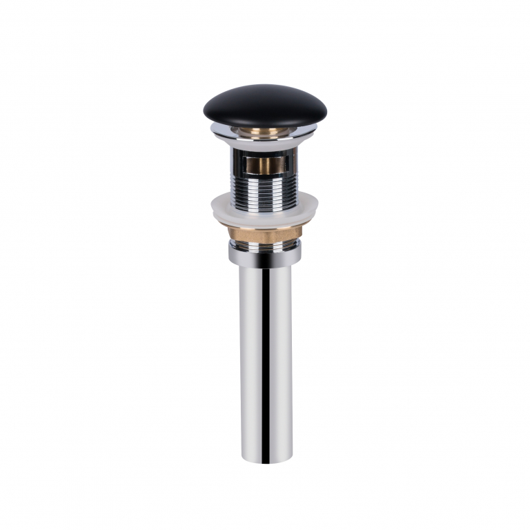 Донний клапан для раковини Qtap PU03O MATT BLACK з переливом QT066PU03OMB